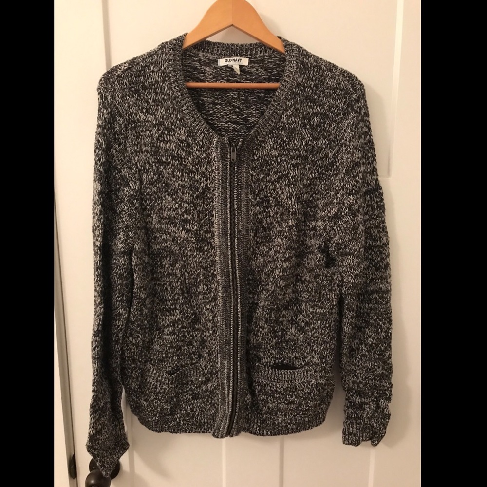 Old Navy Metallic Textured Zip Sweater w/ Pockets